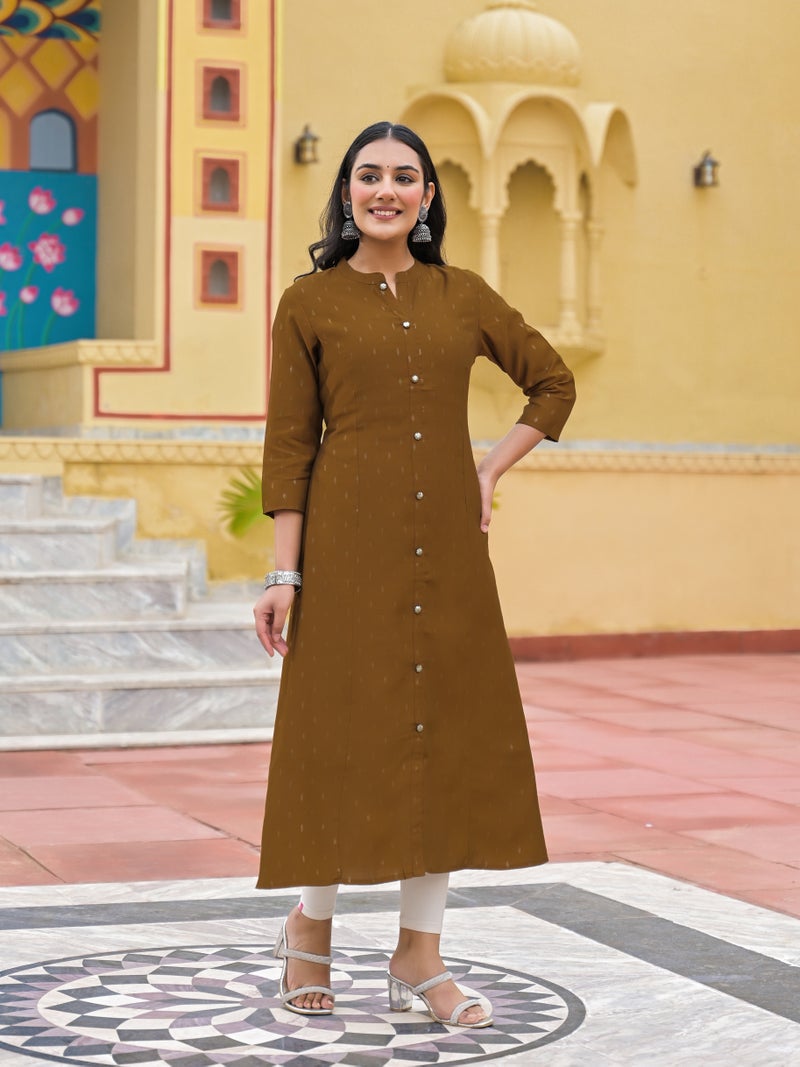 Shifory Brown A-Line Silk Kurti for Women - Image 4